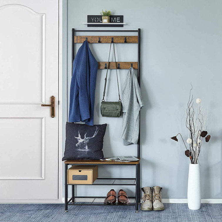 Mercury Row Allenton Iron Hall Tree with Bench and Shoe Storage